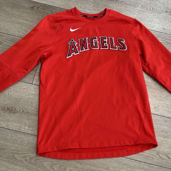 Los Angeles Angels Anaheim Nike Dri Fit Team Issued Long Sleeve MLB Mens Medium - Picture 2 of 8